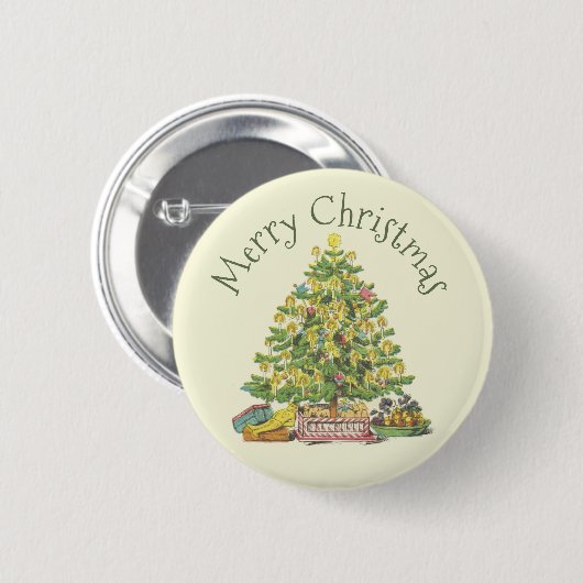 Alt modischer Weihnachtsbaum-Button Button (Vorne & Hinten)