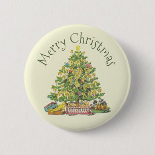 Alt modischer Weihnachtsbaum-Button Button