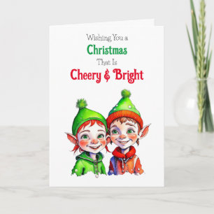Alt-modischer Weihnachtself-Cheery und hell Feiertagskarte