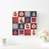 Alt modischer Weihnachtskittel Quadratische Wanduhr (Zuhause)