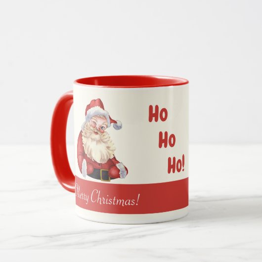 Alt modischer Weihnachtsmann Ho Ho Ho Frohe Weihna Tasse (Vorderseite Links)