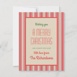 Alt modischer Weihnachtsstreifen Vintag Rosa & Rot Feiertagskarte