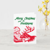 Alt modischer Woodcut Weihnachtsmann und Reindeer Karte (Gelbe Blume)