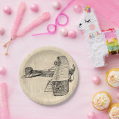 Alt modisches Flugzeug Pappteller (Party)