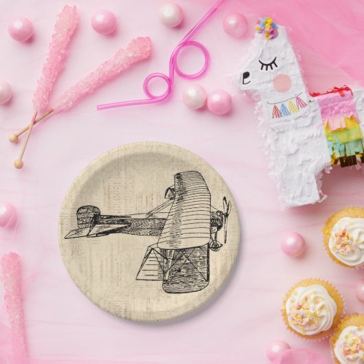 Alt modisches Flugzeug Pappteller (Party)