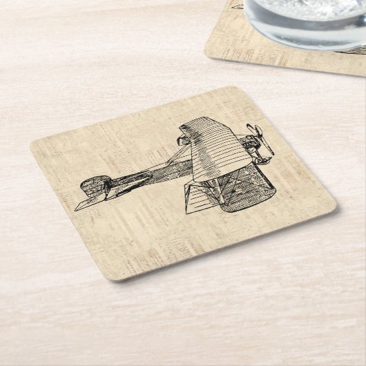 Alt modisches Flugzeug Rechteckiger Pappuntersetzer (angewinkelt)