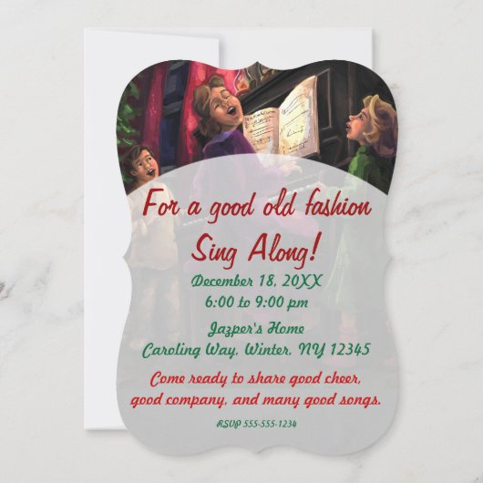 Alt modisches Sing am Party Einladung (Rückseite)