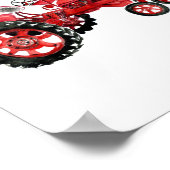 Alt-rote Zugmaschine zeichnend Poster (Ecke)