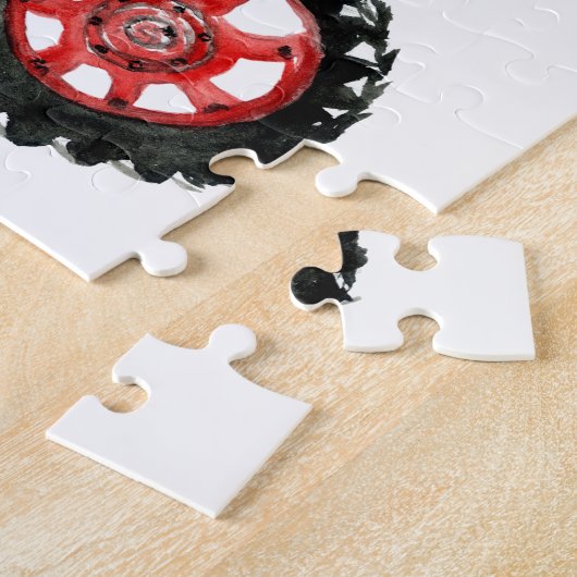 Alt-rote Zugmaschine zeichnend Puzzle (Seite)