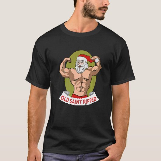 Alt Saint Ripped Santa Claus Weightlift Bodybui T-Shirt (Vorderseite)