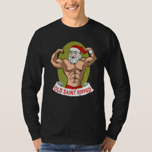 Alt Saint Ripped Santa Claus Weightlift Bodybui T-Shirt