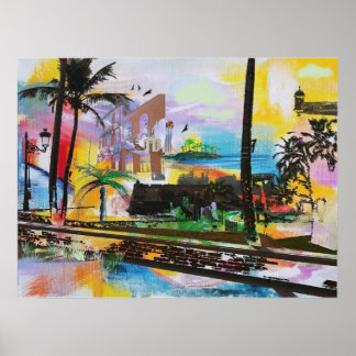 Alt-San Juan, Puerto Rico - Kunstwerk Collage Poster