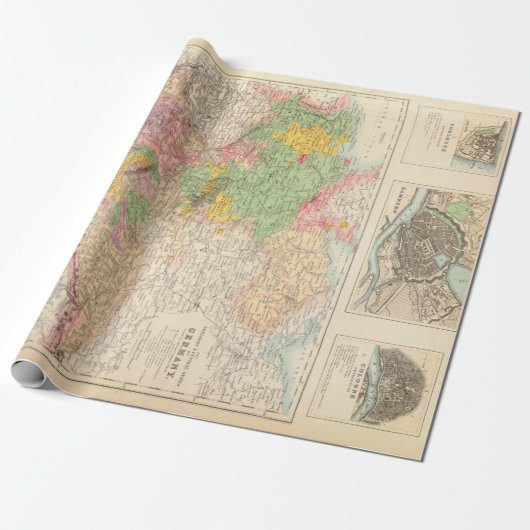 Alt- und Norddeutschland Stadt Karte (1872)  Geschenkpapier (Ungerollt)
