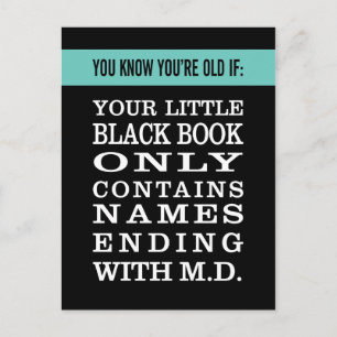 Alt werden: Nur das schwarze Buch hat Ärzte Postkarte