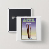 ALTA Norwegen Skifahrplakat Button (Vorne & Hinten)