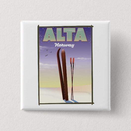 ALTA Norwegen Skifahrplakat Button (Vorderseite)