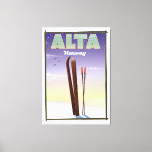 ALTA Norwegen Skifahrplakat Leinwanddruck
