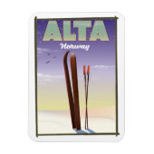 ALTA Norwegen Skifahrplakat Magnet (Vertikal)
