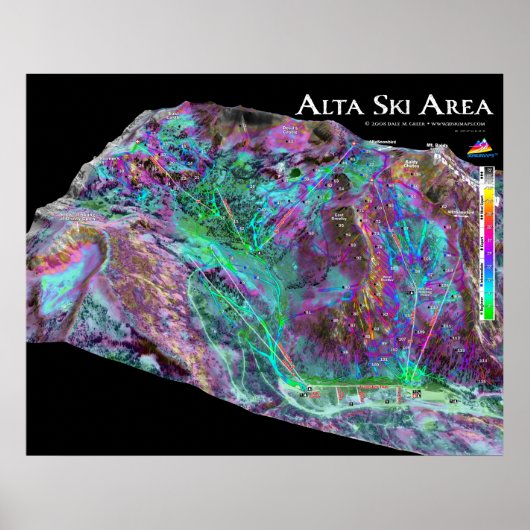 Alta Ski Area 3dSkiMaps Poster (Vorne)