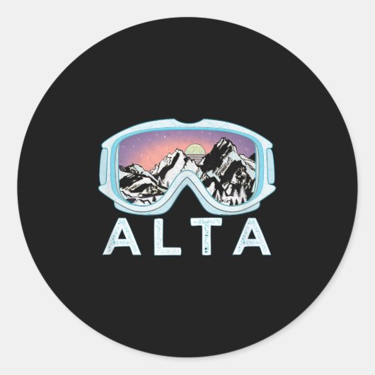 Alta Ski Design _ Alta, Ut Skischneegeschenk Runder Aufkleber (Vorderseite)