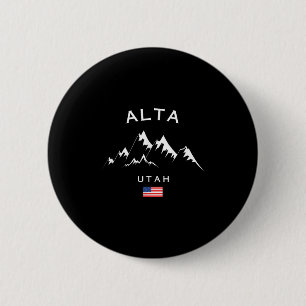 Alta Ski Resort Rocky Mountains Skifahren Souvenir Button