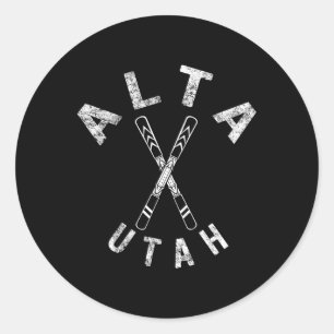 Alta Ski Utah Souvenir Skifahrer Skifahren Snowboa Runder Aufkleber