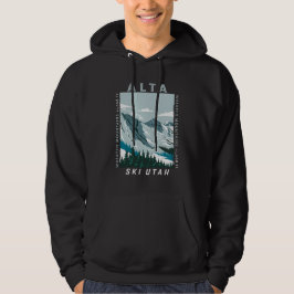 Alta Skigebiet Winter Utah Vintag Not leidend Hoodie
