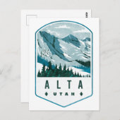 Alta Utah Ski Abzeichen Postkarte (Vorne/Hinten)