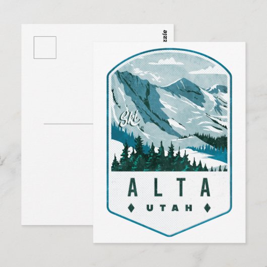 Alta Utah Ski Abzeichen Postkarte (Vorne/Hinten)
