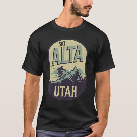 Alta Utah Ski Mountains Skier Winter Outdoors T-Shirt (Vorderseite)
