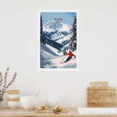 Alta Utah Ski Poster - Pulverschnee-Bergwand (Küche)
