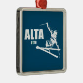 Alta Utah Skier Ornament Aus Metall (Rechts)