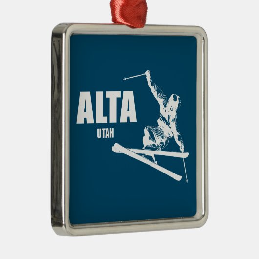 Alta Utah Skier Ornament Aus Metall (Rechts)