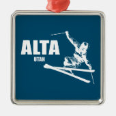Alta Utah Skier Ornament Aus Metall (Vorne)