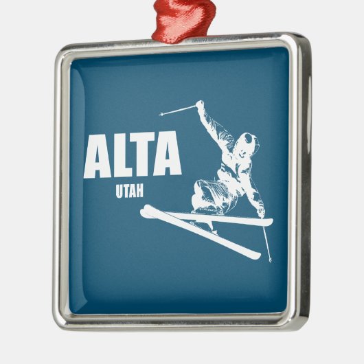 Alta Utah Skier Ornament Aus Metall (Links)