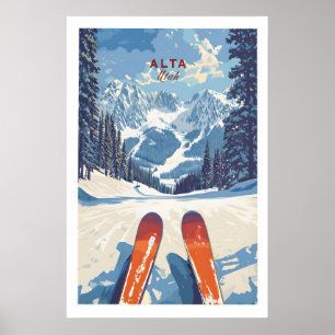 Alta Utah Skilift Blick von den Hängen Druck - Pan Poster