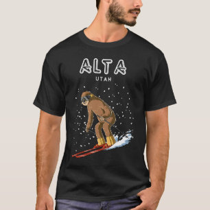 Alta Utah USA Faultier Skigebiet 80er Retro T-Shirt