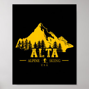 Alta Utah Usa Ski Resort Alpin Skipass Mou Poster