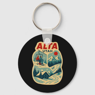 Alta Utah Vintage-Skiurlaub Ski-Reise-Andenken Schlüsselanhänger