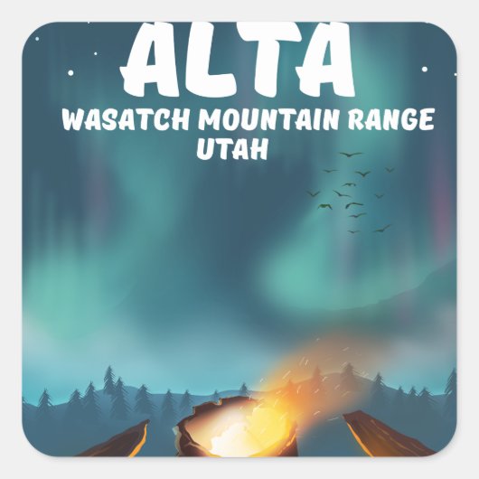 Alta Wasatch Mountain Range Utah Quadratischer Aufkleber (Vorderseite)