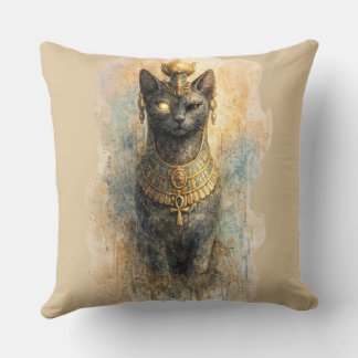 Altägyptische Bastet-Katzengöttin-Aquarell-Kunst Kissen