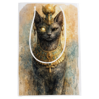 Altägyptische Bastet-Katzengöttin Aquarell-Kunst Mittlere Geschenktüte