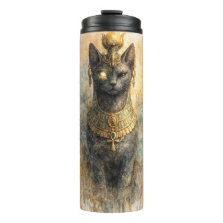 Altägyptische Bastet-Katzengöttin Aquarell-Kunst Thermosbecher