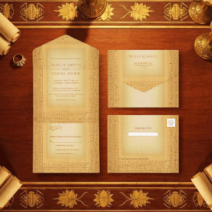 Altägyptische goldene hieroglyphische Motive ägypt All In One Einladung