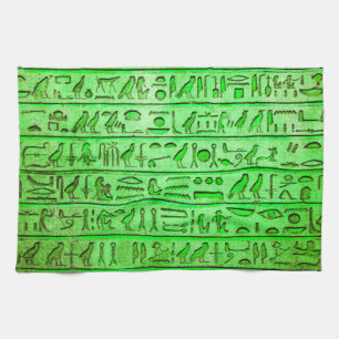 Altägyptische Hieroglyphen Grün Geschirrtuch