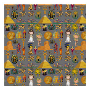 Altägyptische Hieroglyphen -Muster Pharao Poster