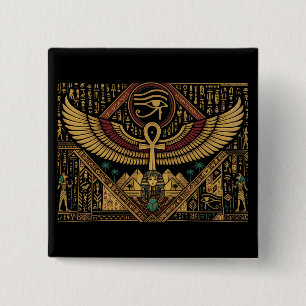 Altägyptische Motive Ankh-Symbol & Horusauge Button