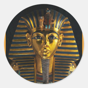 Altägyptische Pharaonenmaske, King Tut goldene Kun Runder Aufkleber