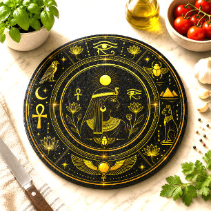 Altägyptische Symbole Schwarz Gold Muster Luxus Schneidebrett