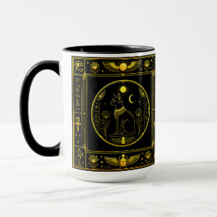 Altägyptische Symbole Schwarz Gold Muster Luxus Tasse